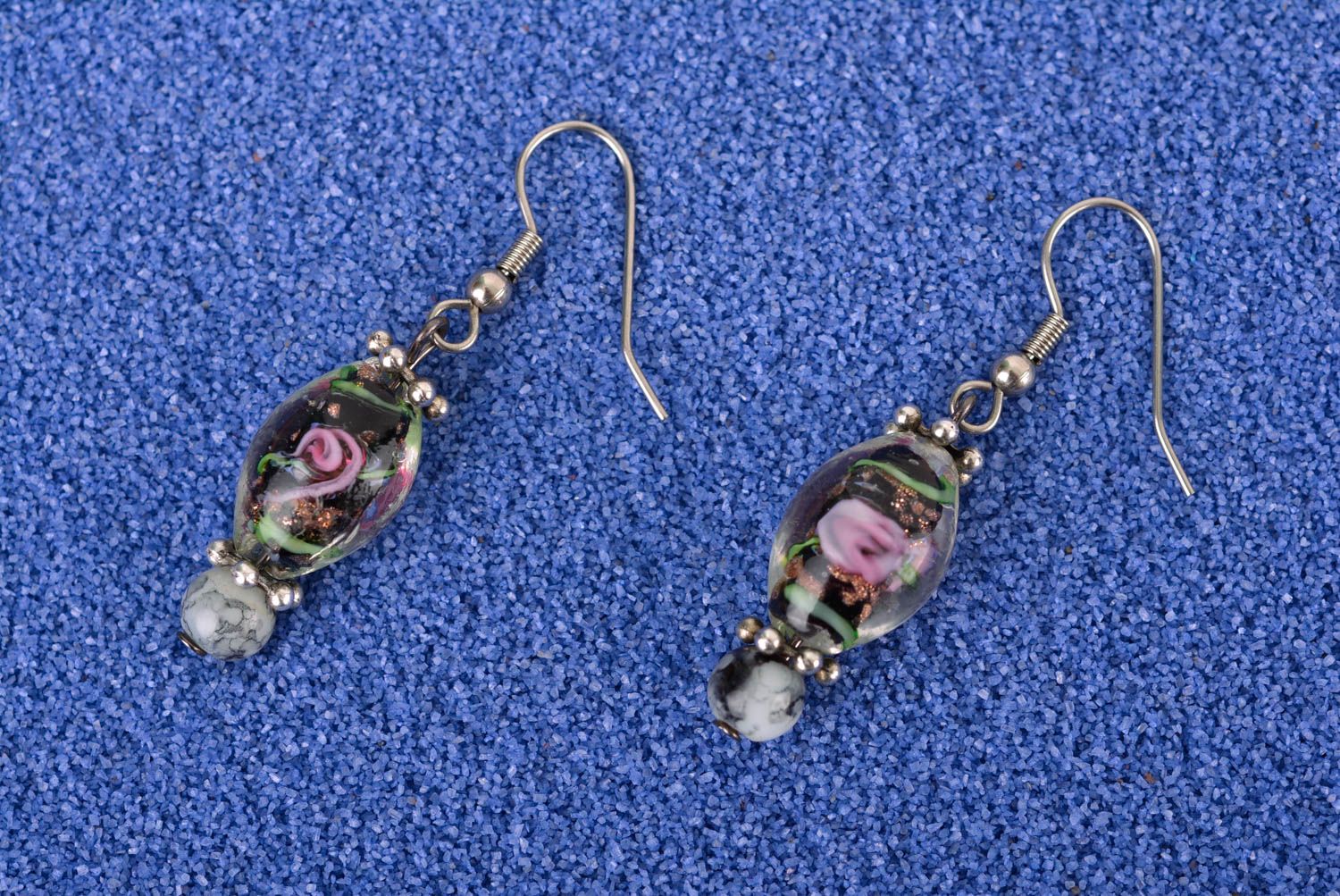 Handmade earrings glass earrings unusual accessory gift ideas long earrings photo 2