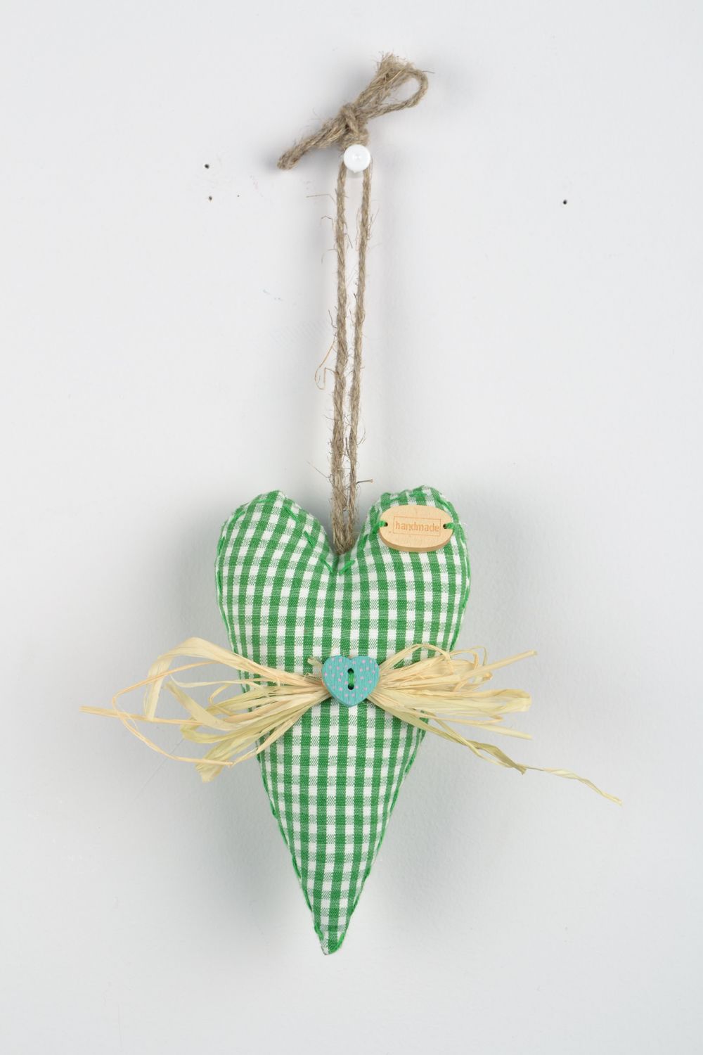 Suspension décorative Coeur vert en tissu photo 1
