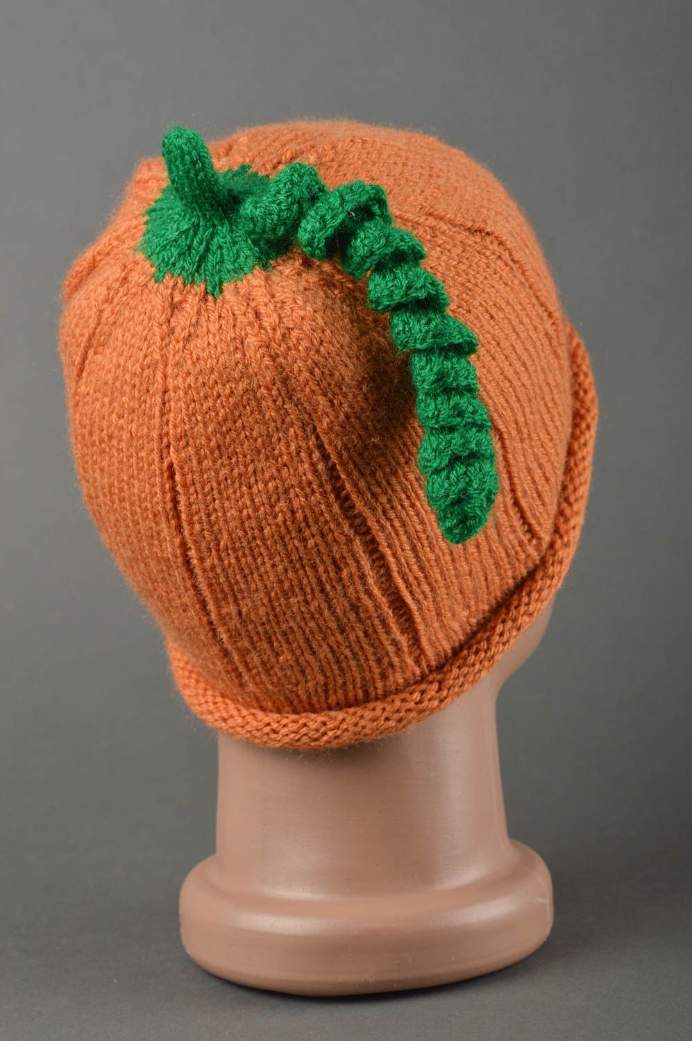 Bonnet au crochet fait main Chapeau tricot citrouille Vêtement enfant original photo 2
