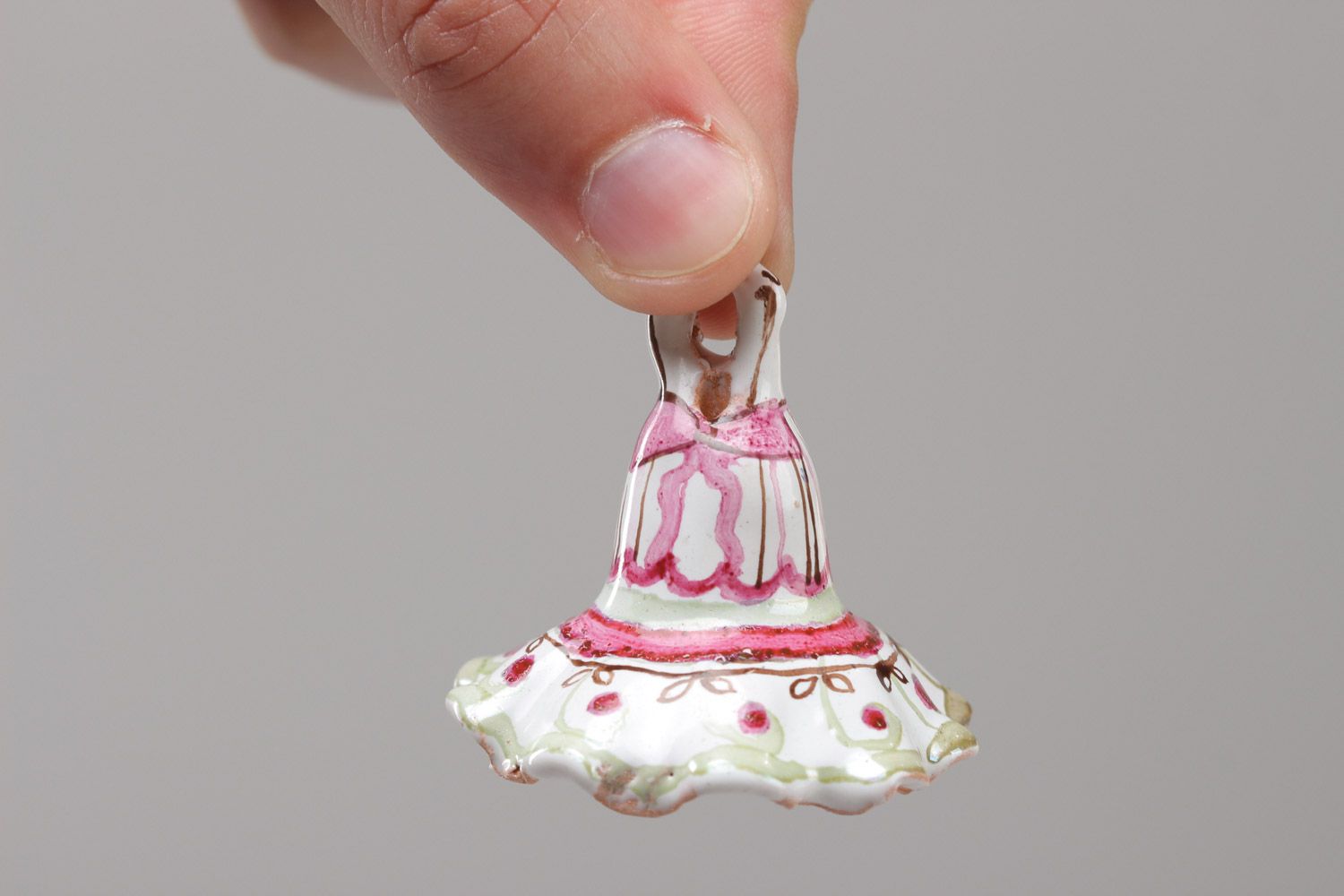 Gentle homemade ceramic bell painted with enamel and dyes photo 5