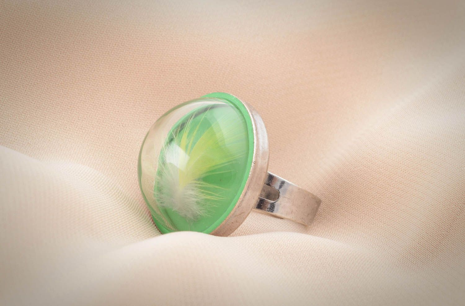 Кольцо ручной работы кольцо из металла с пером винтажное кольцо красивое фото 5
