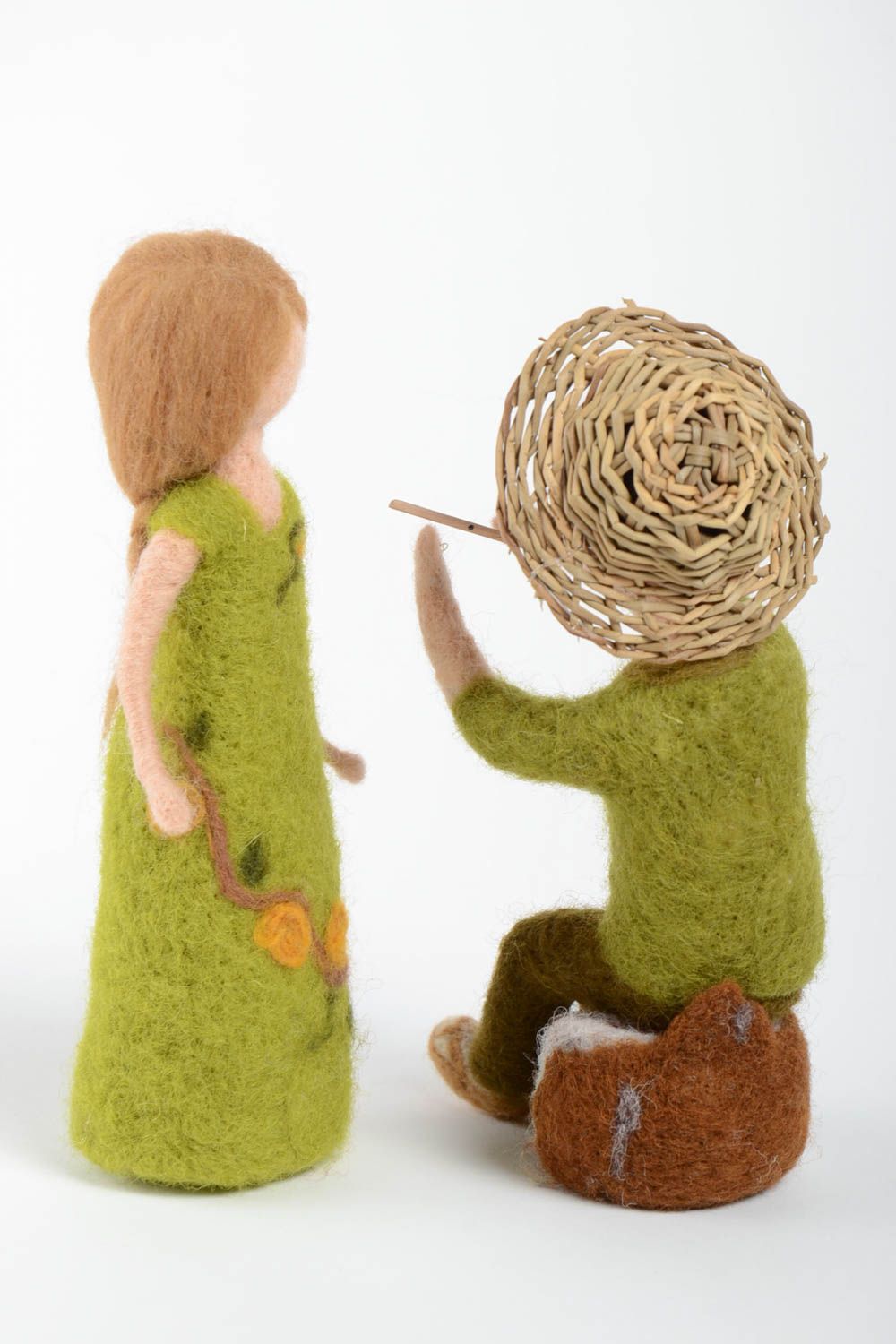 Handmade Designer Spielzeuge Puppen Set Geschenk für Frau 2 Stück Trockenfilzen foto 5