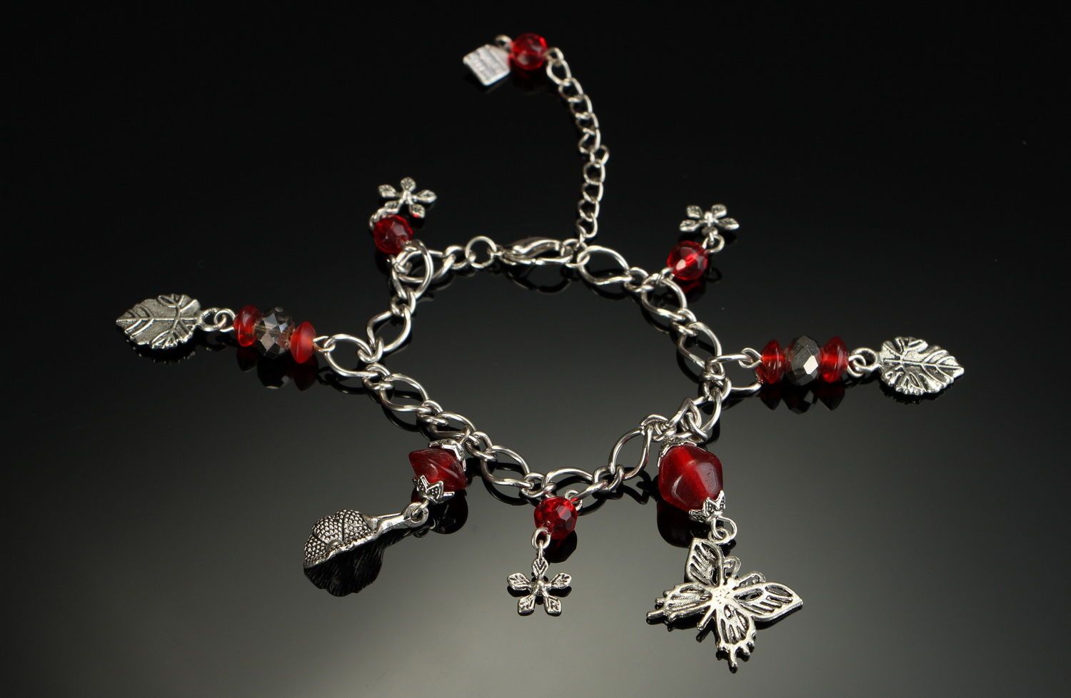 Bracelet chaîne avec pendentif en verre indien photo 2