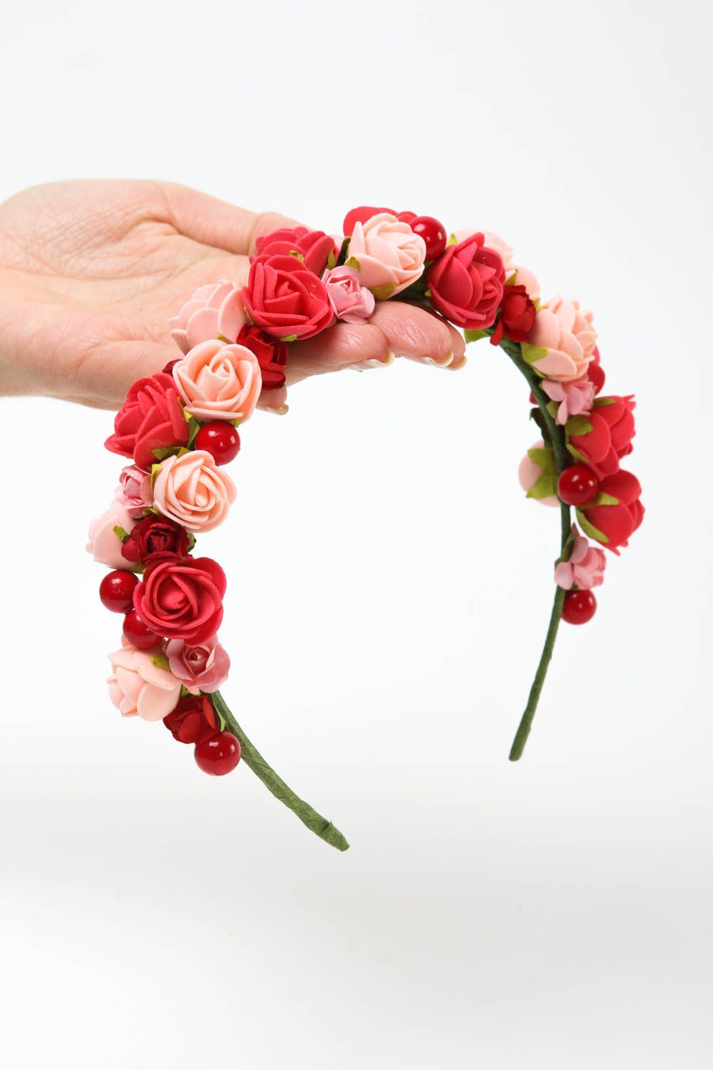 Serre-tête fleurs Bijou fait main avec roses Accessoire cheveux design cadeau photo 5