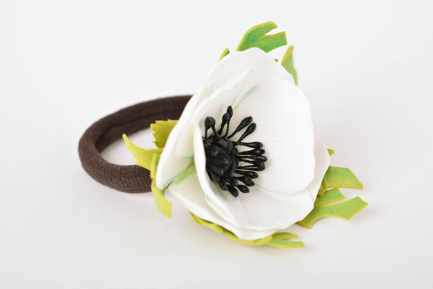 Handmade flower scrunchy elegant flower barrette hair jewelry for girls photo 1