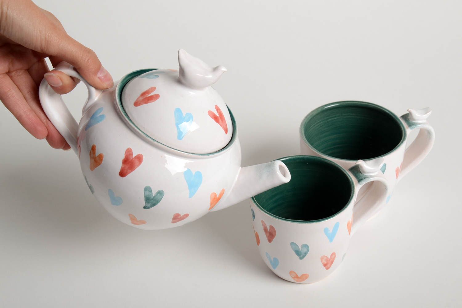 Geschirr Set handmade Keramik Tassen Teetassen mit Kanne Tee Tassen 2 St 200 ml foto 2