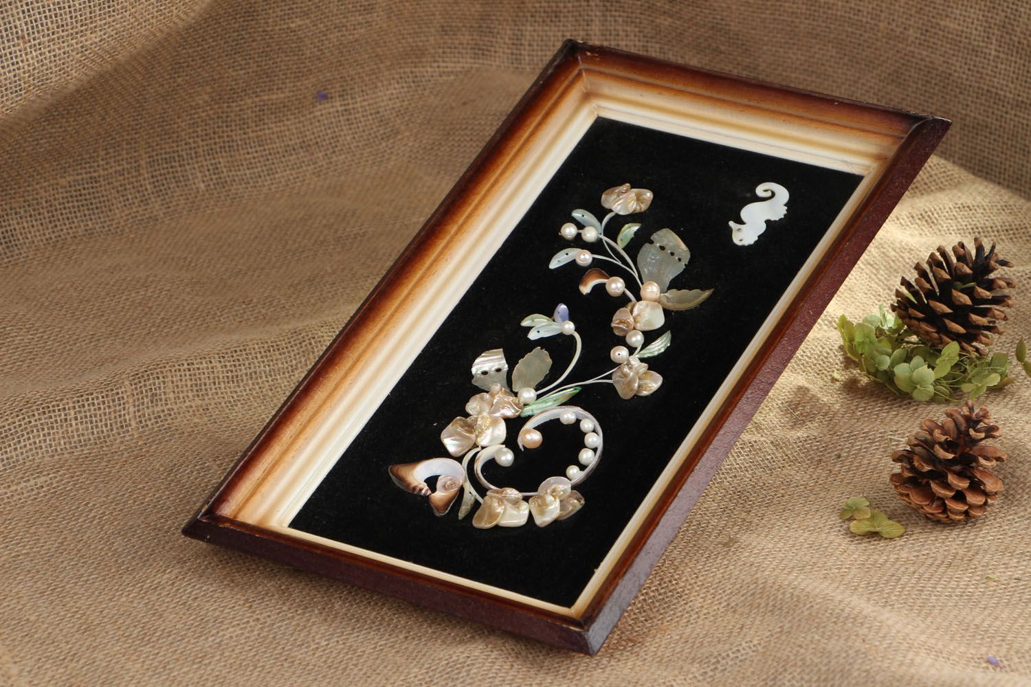 Panneau fait main décoré des coquillages et perles photo 5