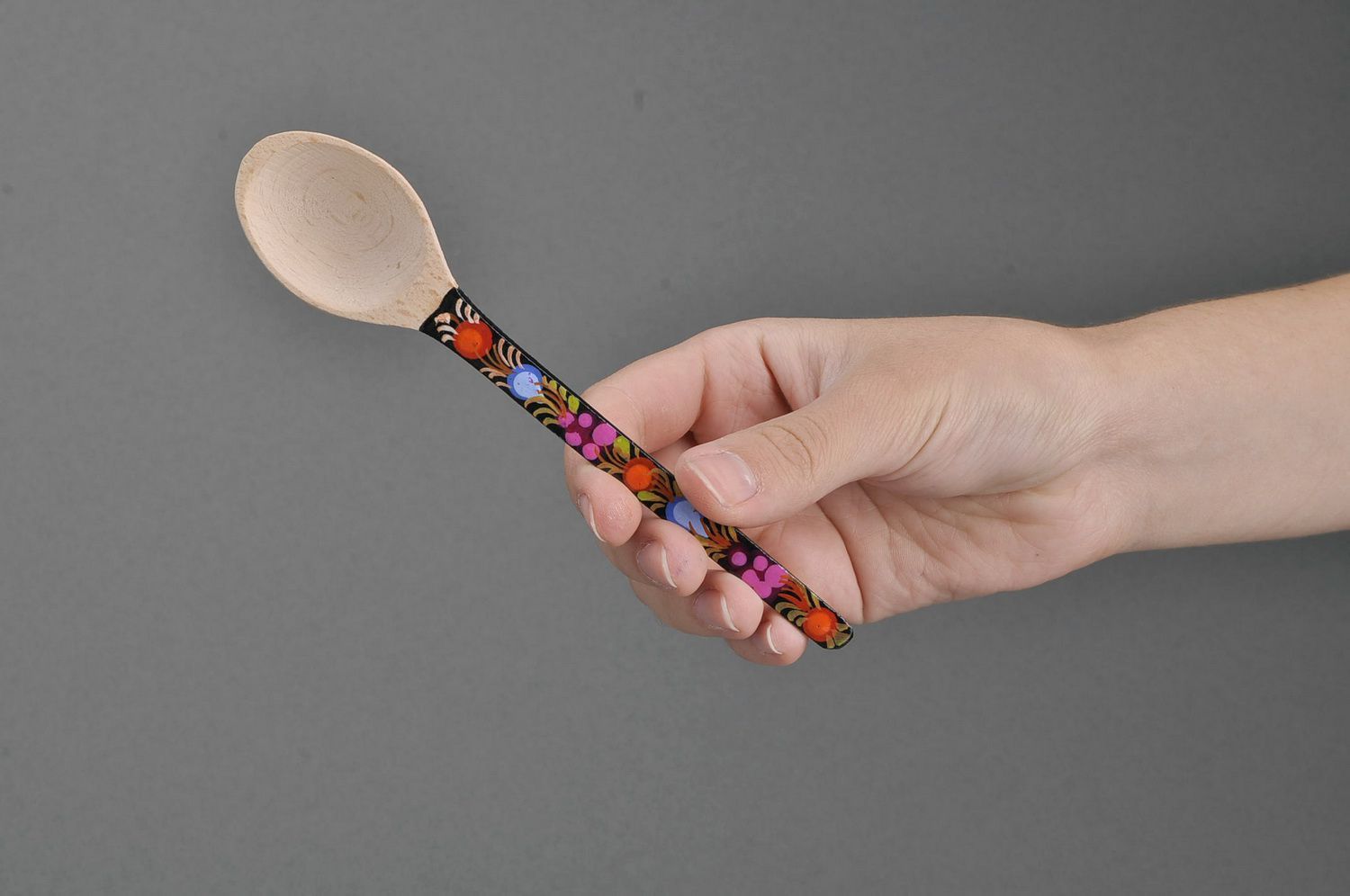 Wooden teaspoon with black handle photo 2