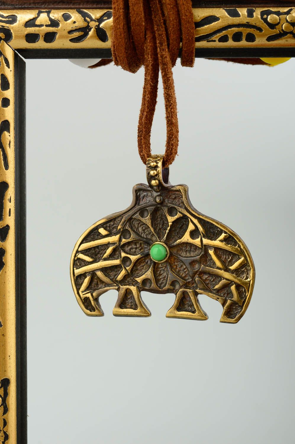Украшение ручной работы кулон на шею украшение из бронзы с натуральным камнем фото 1