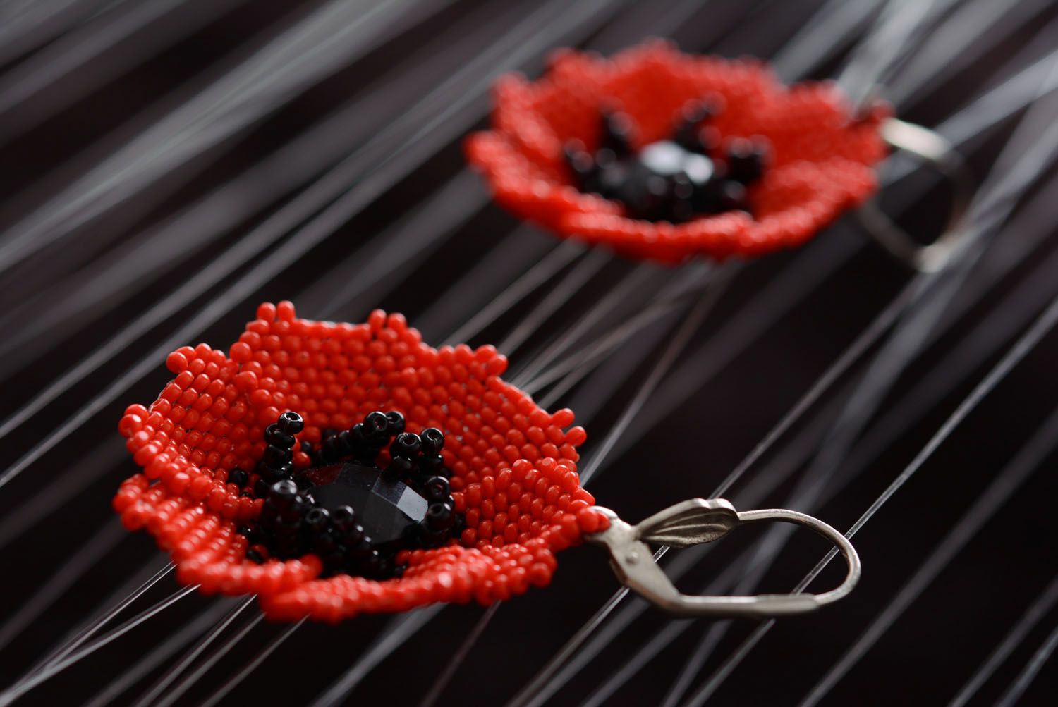 Earrings with charms Poppies photo 1