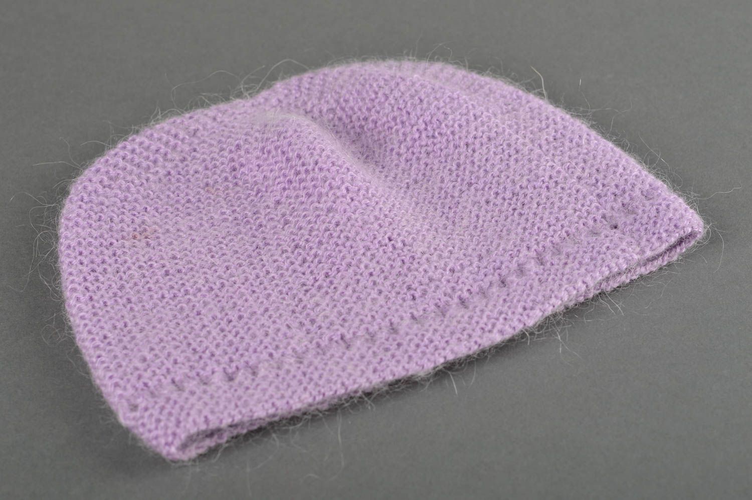 Bonnet au crochet fait main Chapeau tricot design violet Vêtement enfant photo 3