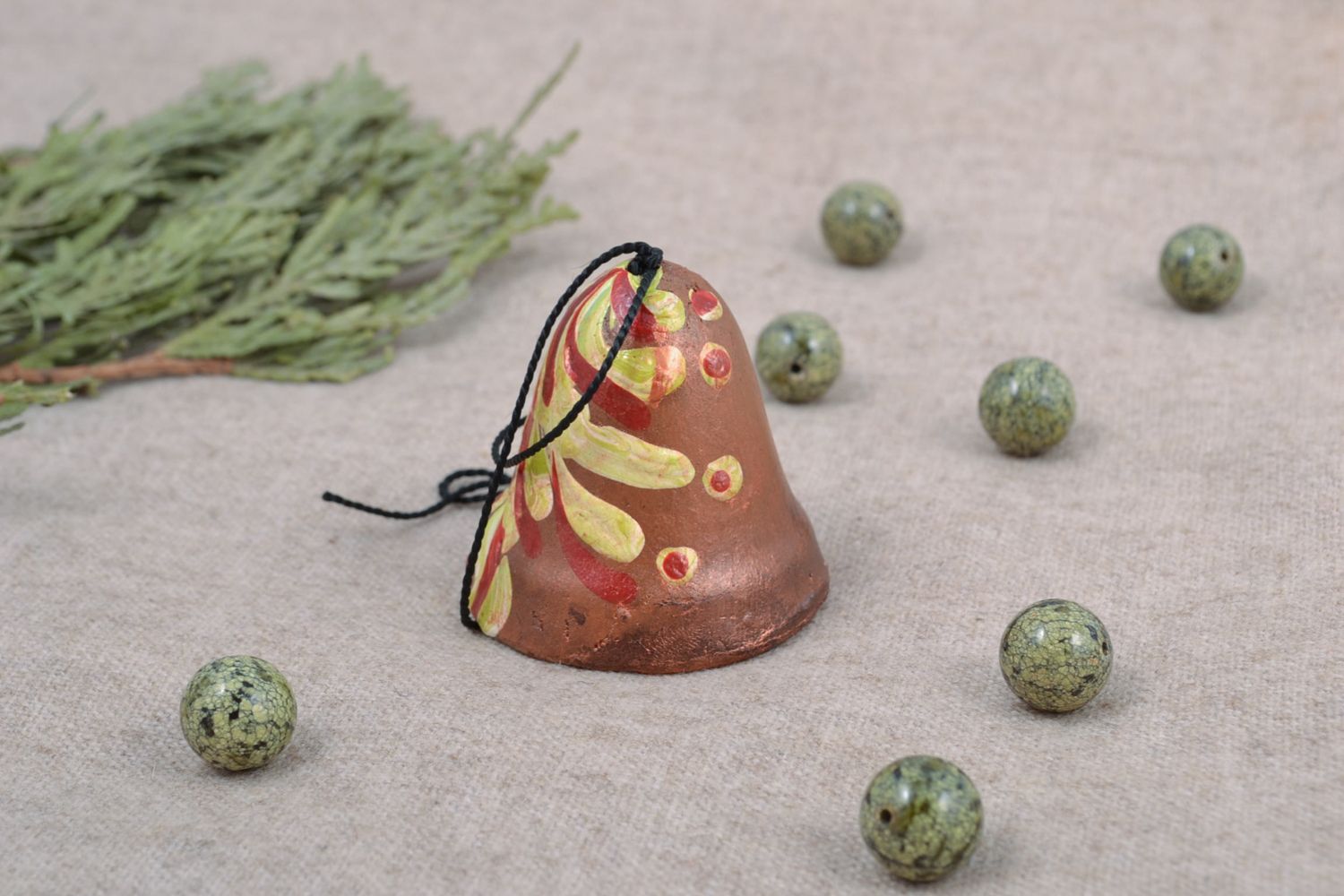 Handmade ceramic bell with painting photo 1