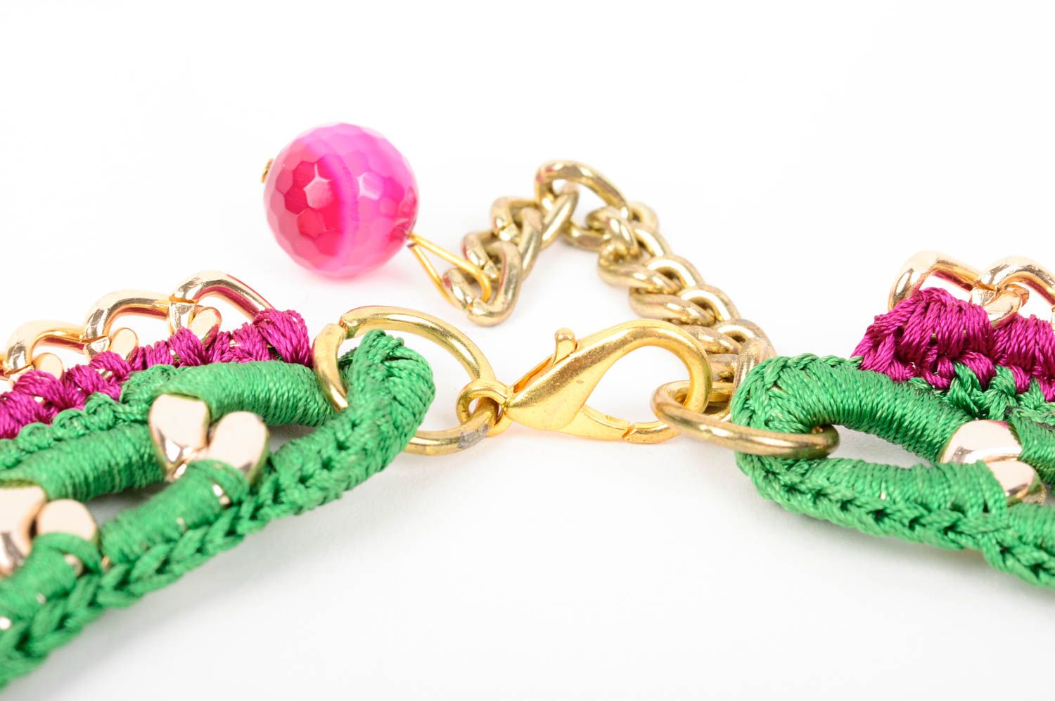 Handmade Damen Collier Modeschmuck Halskette Geschenk für Frauen rosa grün foto 5