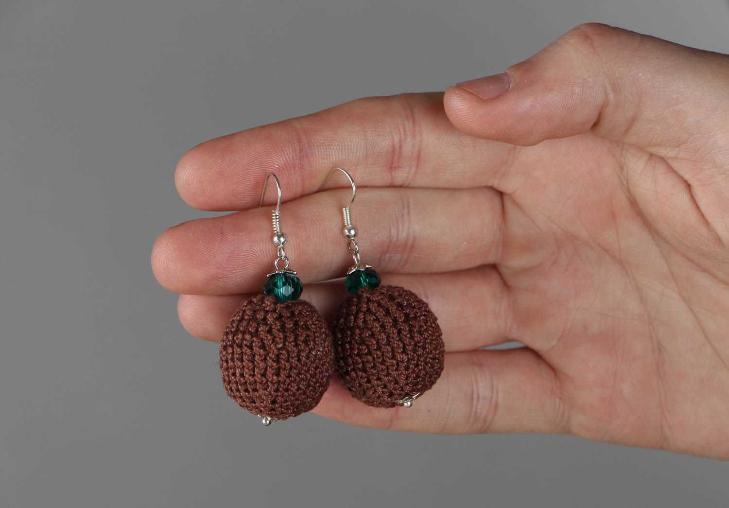 Round crocheted earrings photo 5