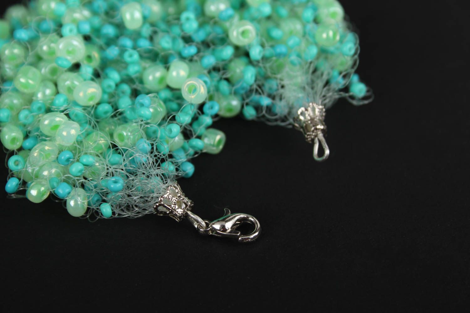 Bracelet perles rocaille turquoise Bijou fait main large Accessoire femme photo 4