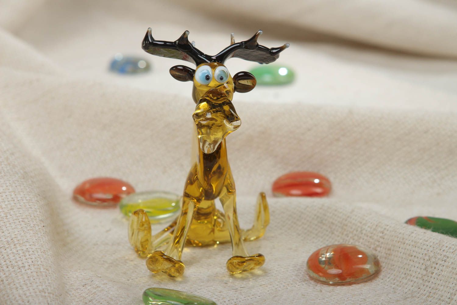 Petite figurine en verre au chalumeau Élan décoratif faite main cadeau original photo 5