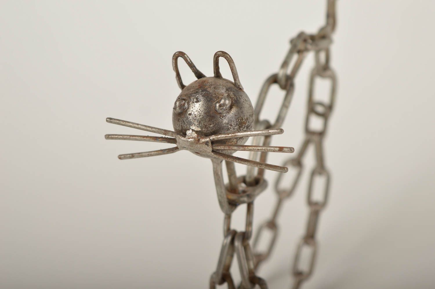 Figurine chat faite main Statuette métal Déco maison petite peinte design photo 4