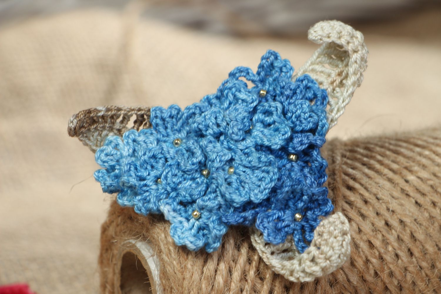 Handmade crochet microfiber brooch photo 5