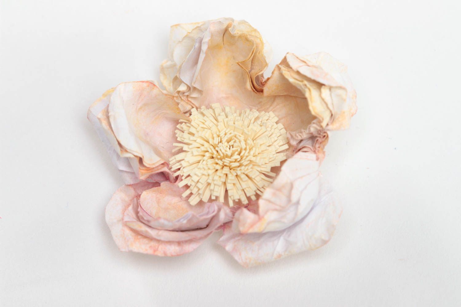 Fleur en papier pour scrapbooking faite main décorative peinte couleur beige photo 2