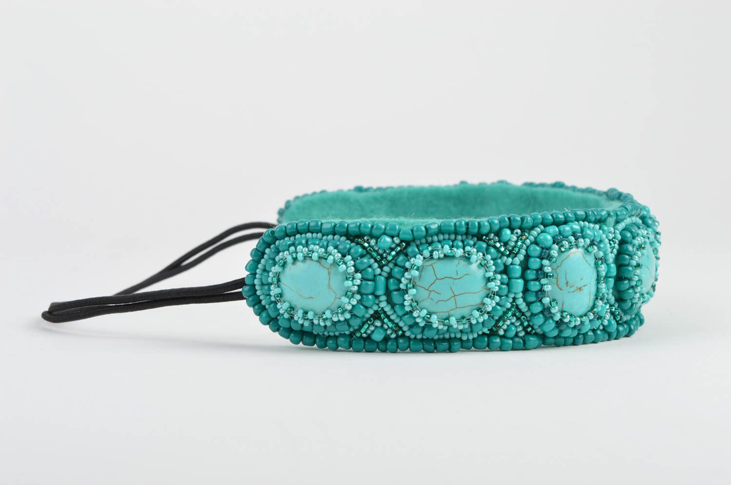 Designer hairband handmade turquoise hair accessory for woman designer present photo 2