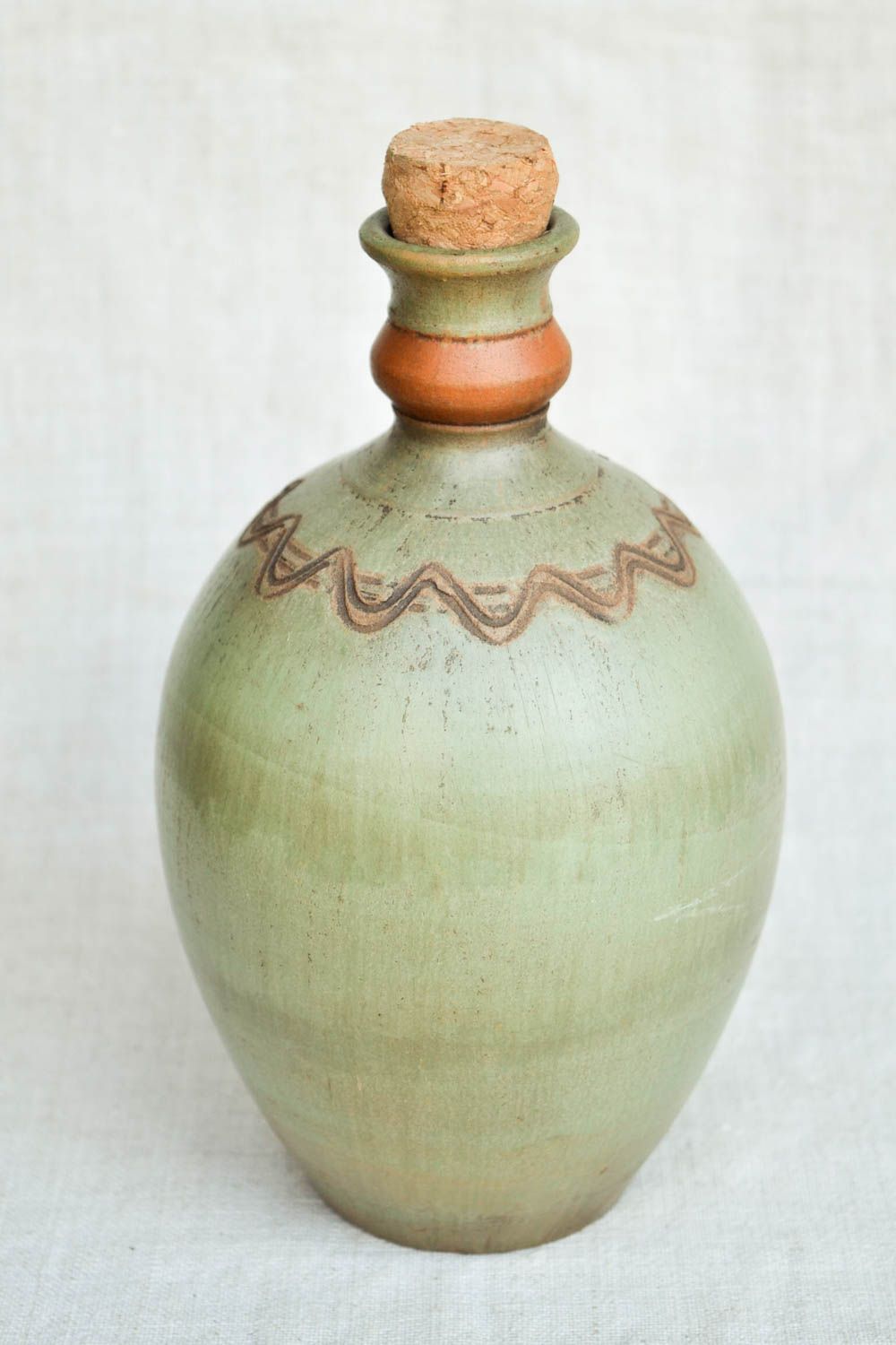 Глиняная бутылка керамика ручной работы красивая посуда необычной формы фото 5