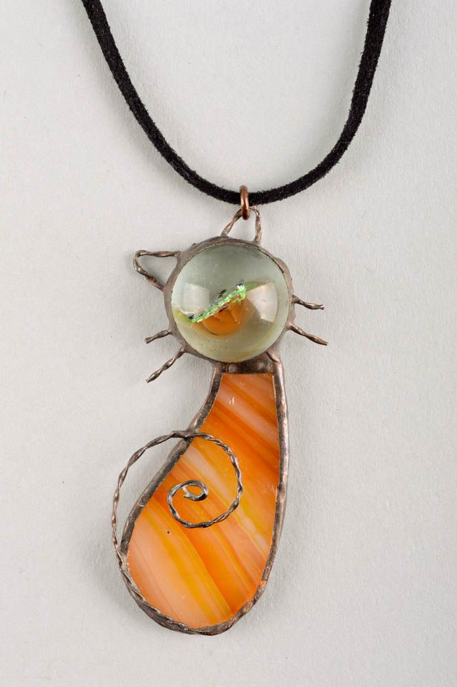 Handmade glass pendant unique fusing technique necklace designer present for her photo 4
