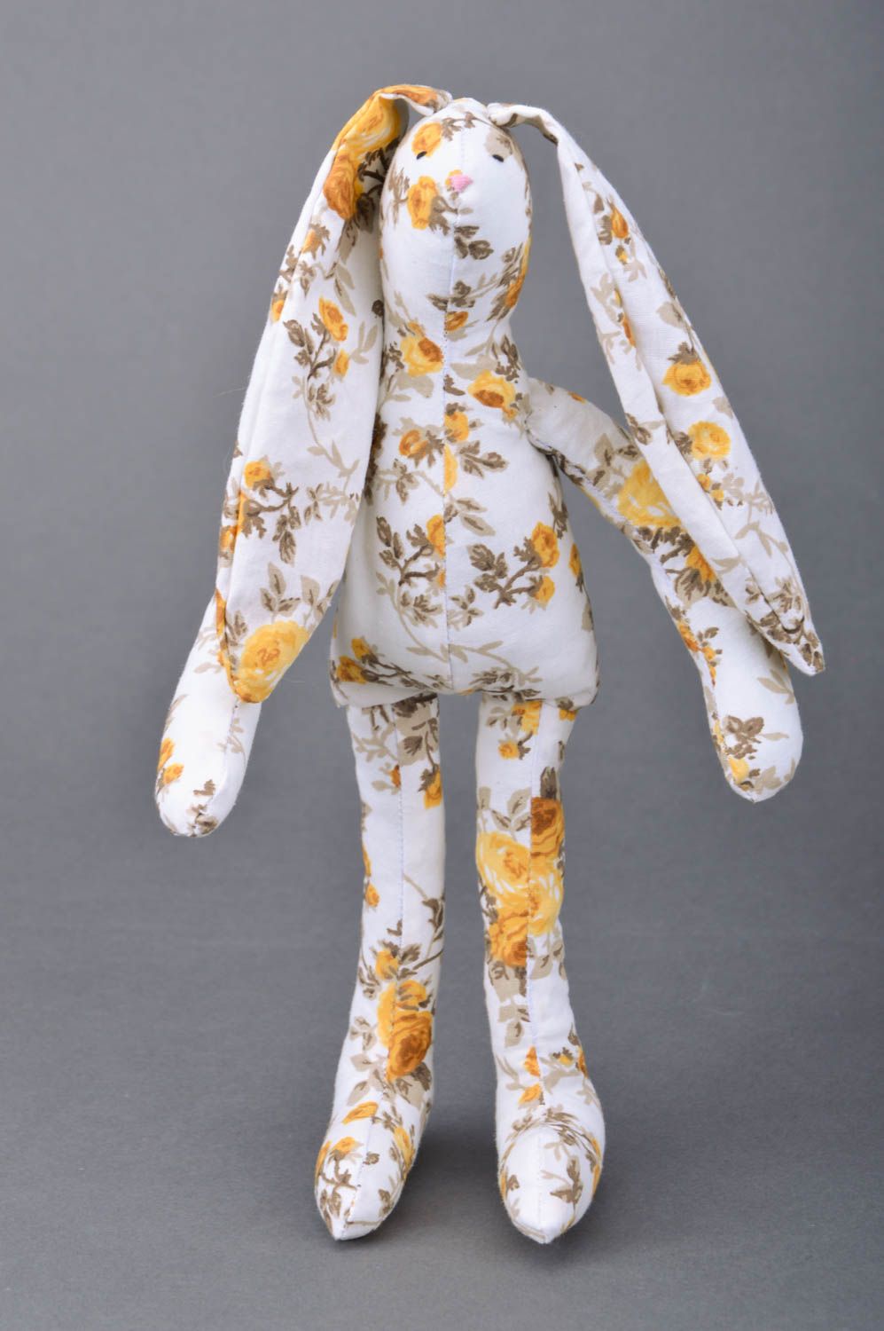 Jouet mou en tissu de coton fait main design original pour enfant Lapin floral photo 5