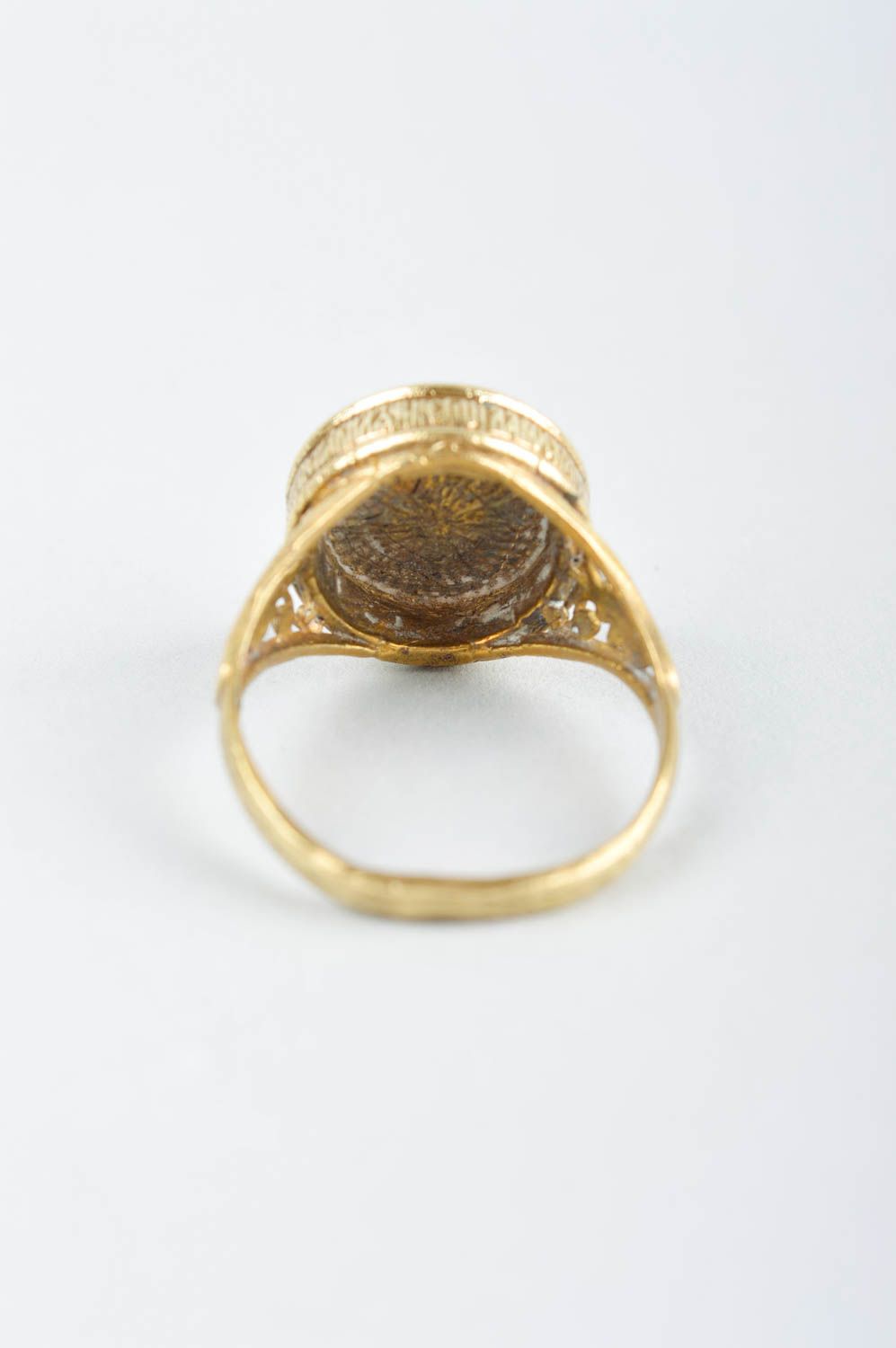 Кольцо ручной работы кольцо из латуни металлическое украшение печать красивая фото 4