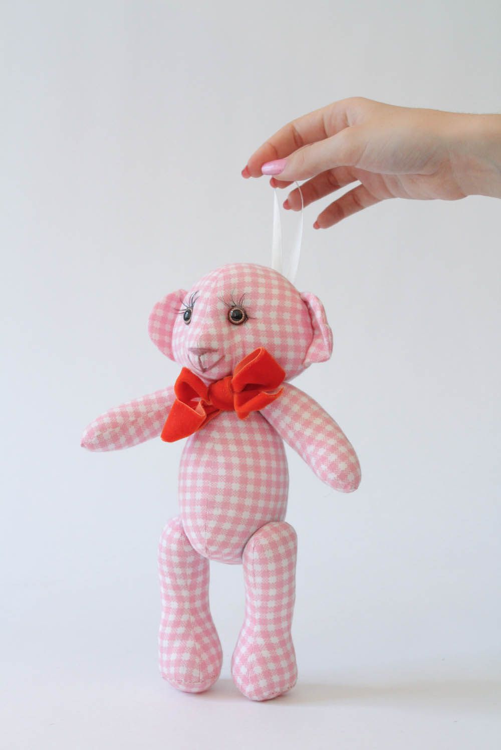 Soft fabric toy Bear with a Bow photo 2