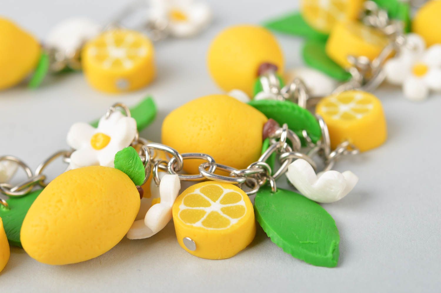 Lemon charms chain bracelet and earrings for teen girls photo 5