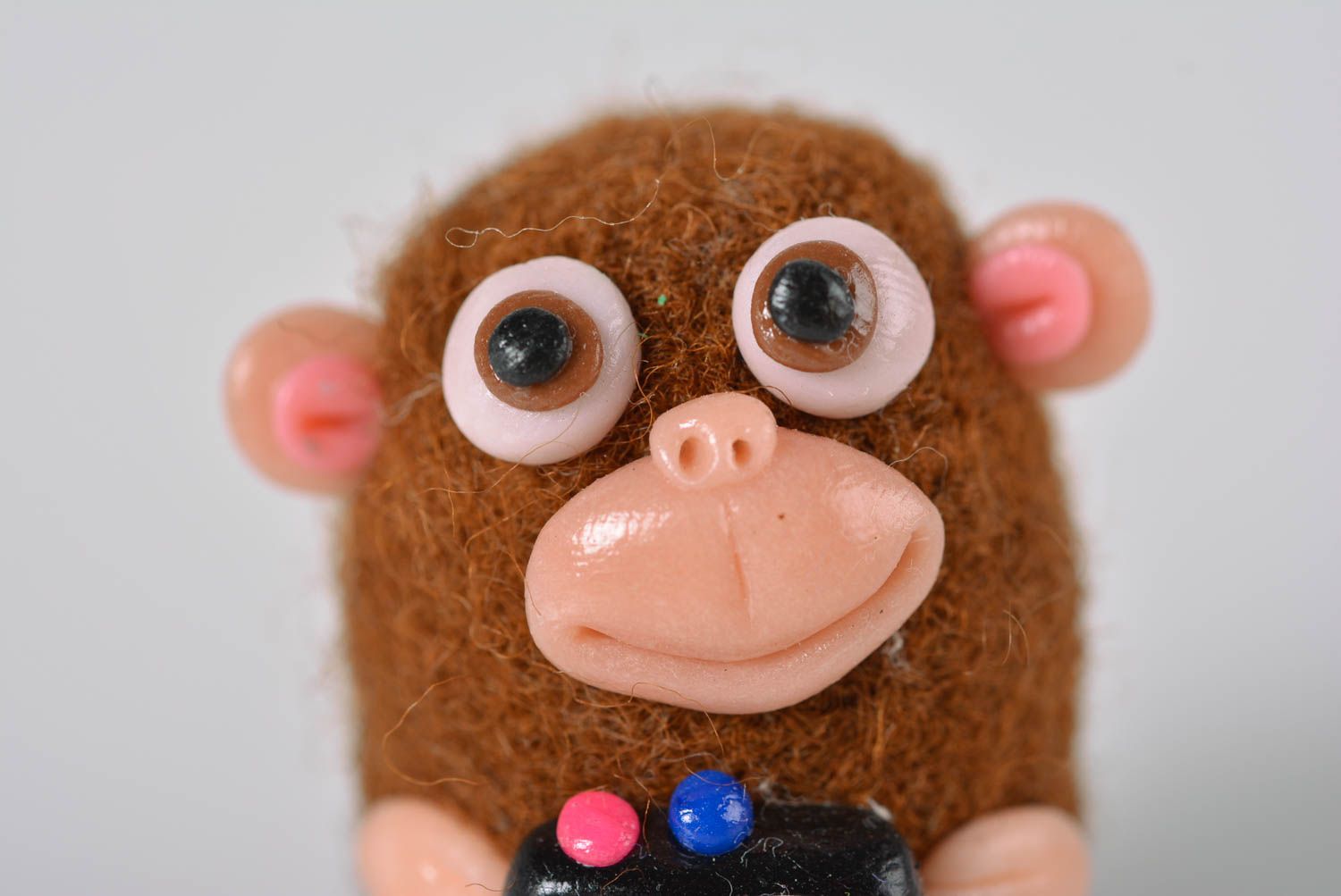 Unusual monkey statuette cute home decor ideas woolen toy kids present photo 2
