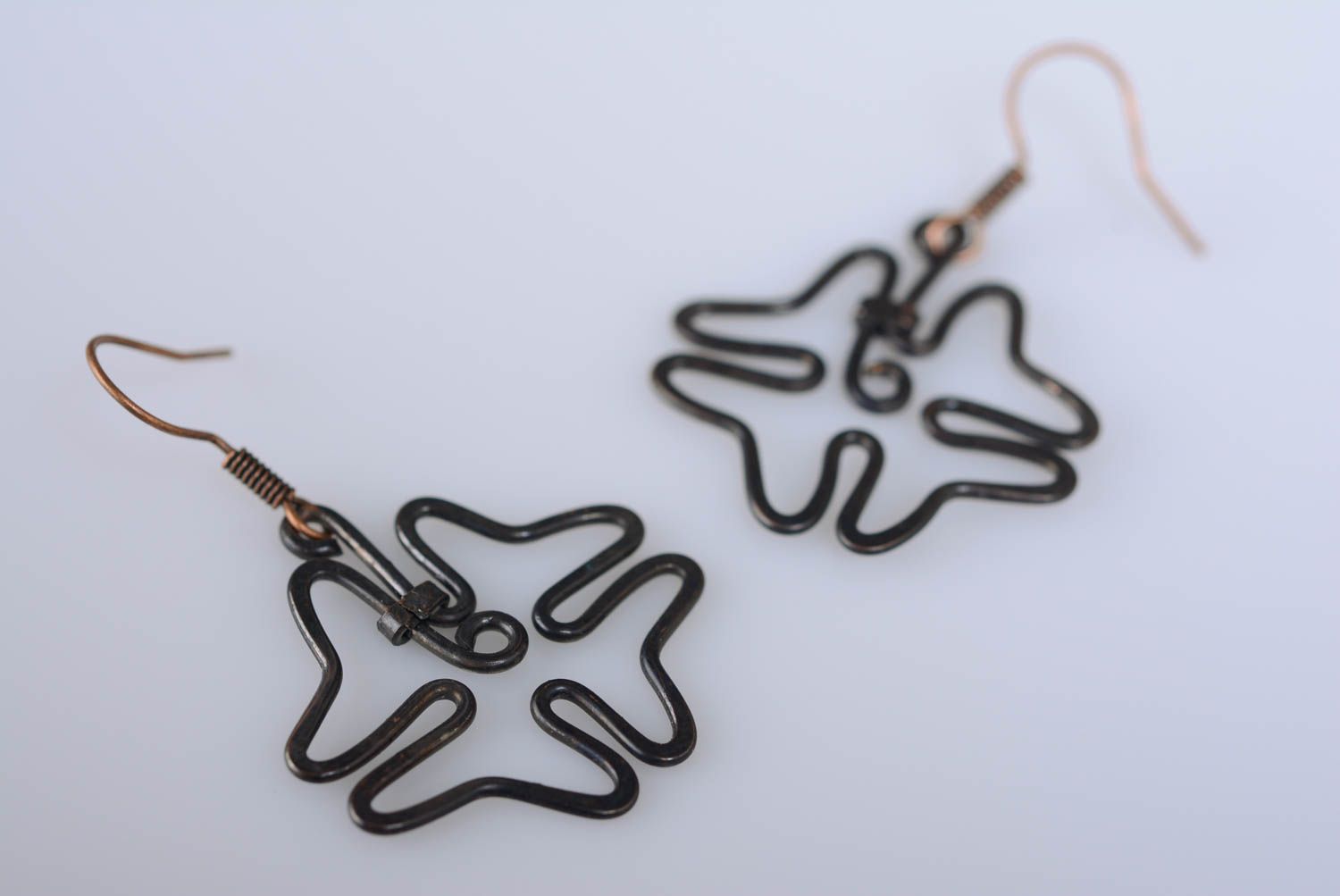 Handmade copper earrings elegant dangling earrings simple metal jewelry photo 2