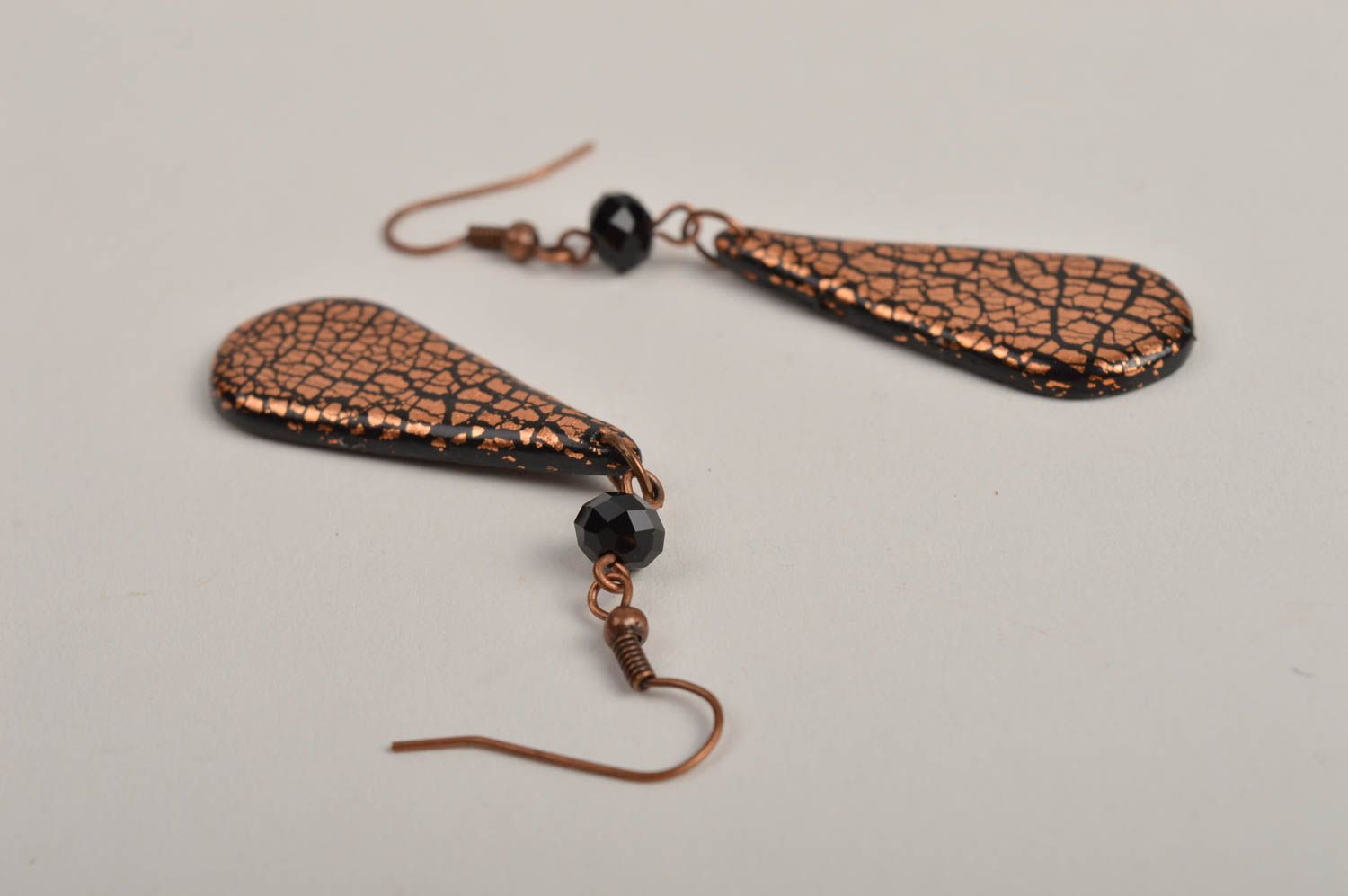 Designer Schmuck handmade lange Ohrringe aus Polymer Ton Accessoire für Frauen foto 3