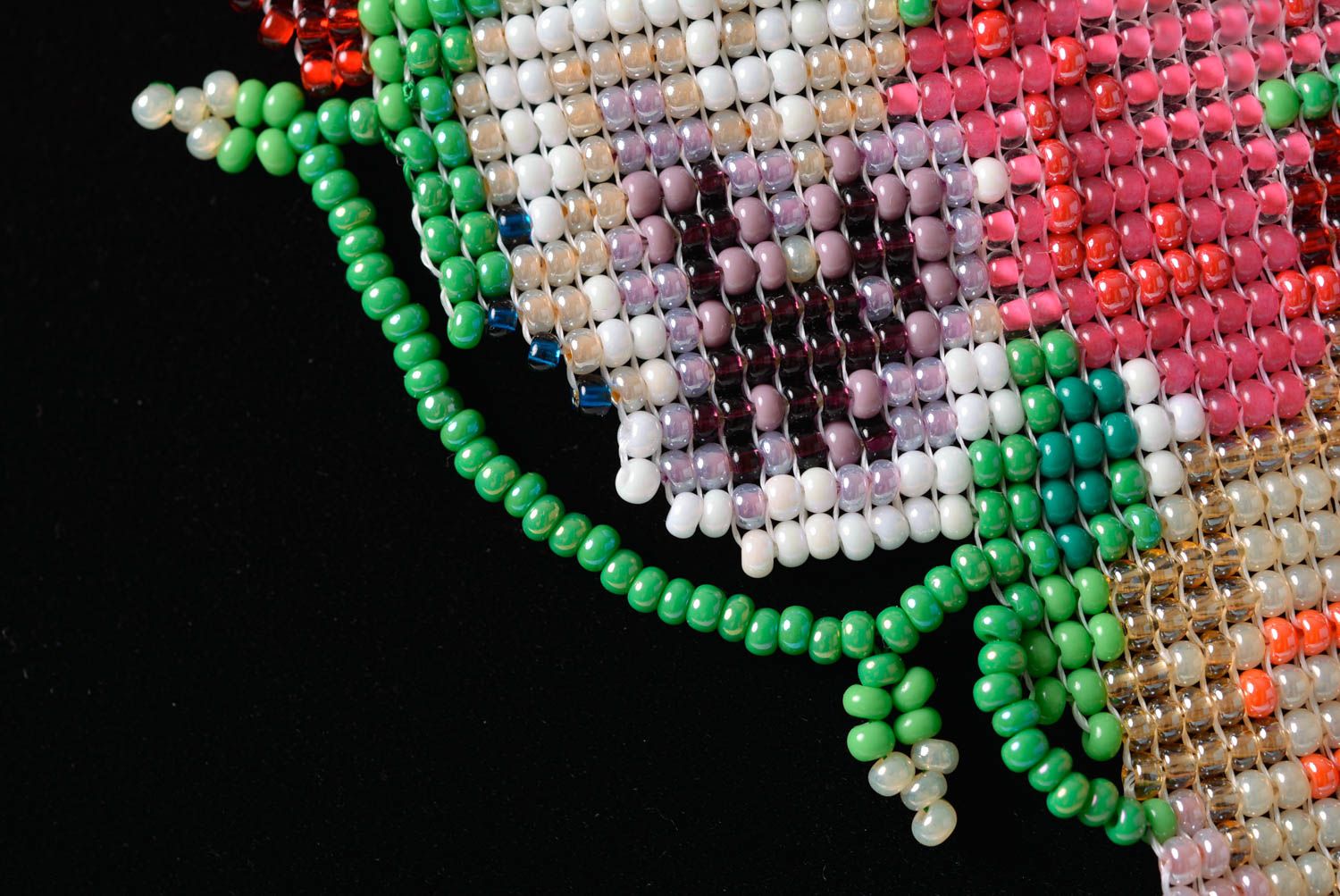 Ожерелье из бисера в технике ткачества разноцветное нежное красивое хэнд мейд фото 4