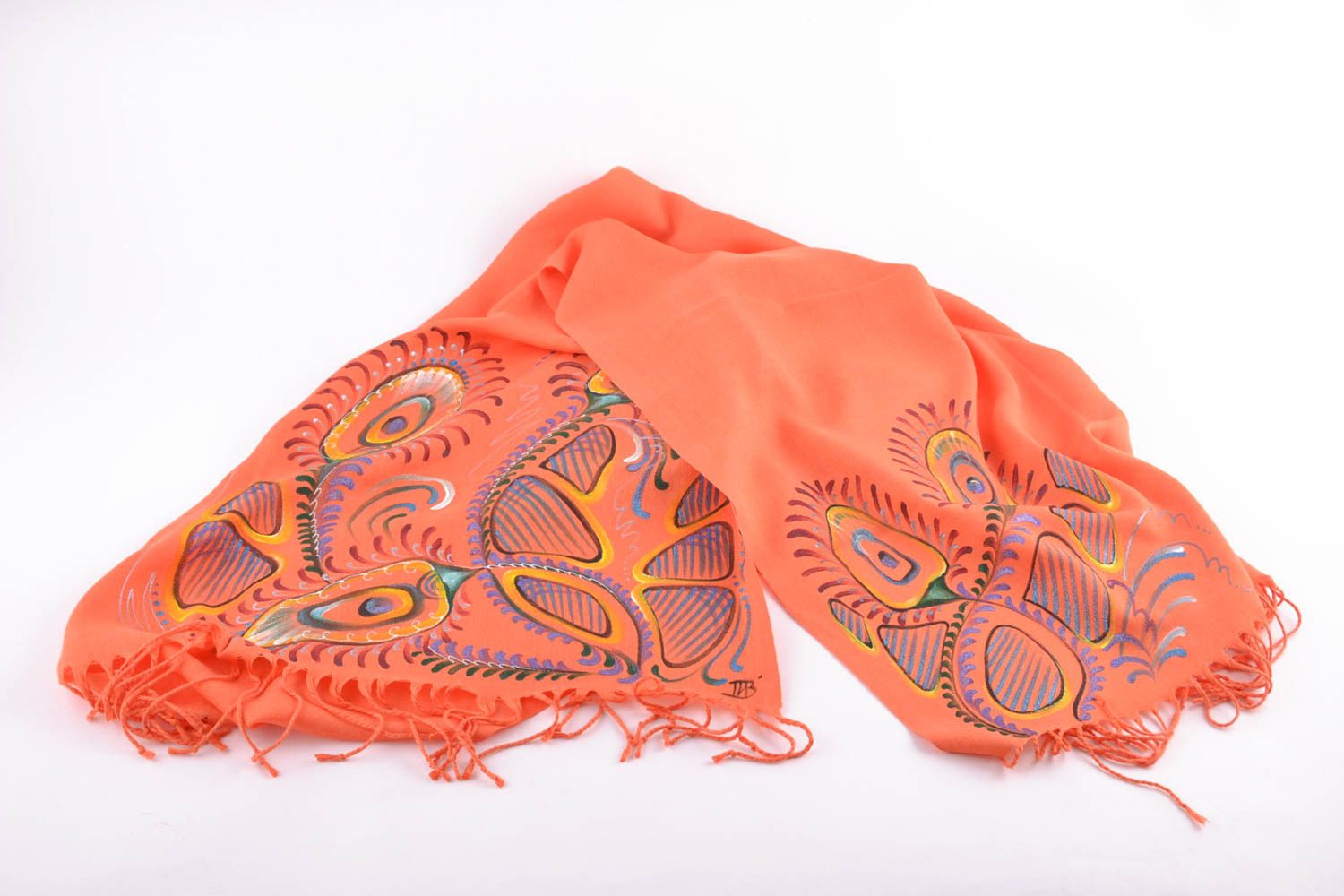 Orange Schal aus Kaschmir foto 4