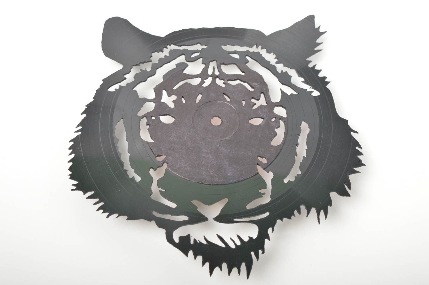 Панно из виниловой пластинки хэнд мэйд декор для дома Тигр декор на стену фото 2