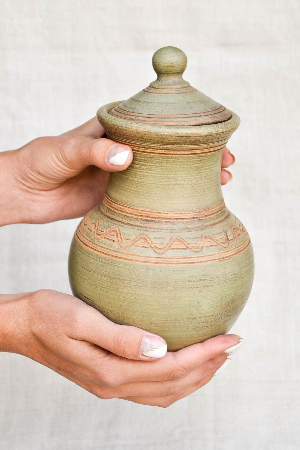 Handmade Keramik Krug gemustert Öko Geschirr Küchen Zubehör originell mit Deckel foto 2