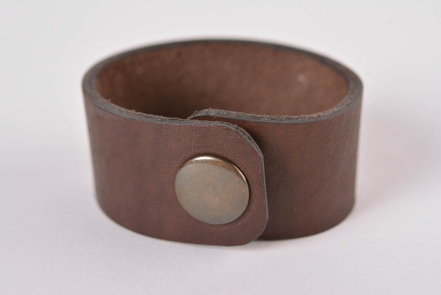 Wide leather bracelet handmade leather jewelry brown wrist bracelet gift photo 4