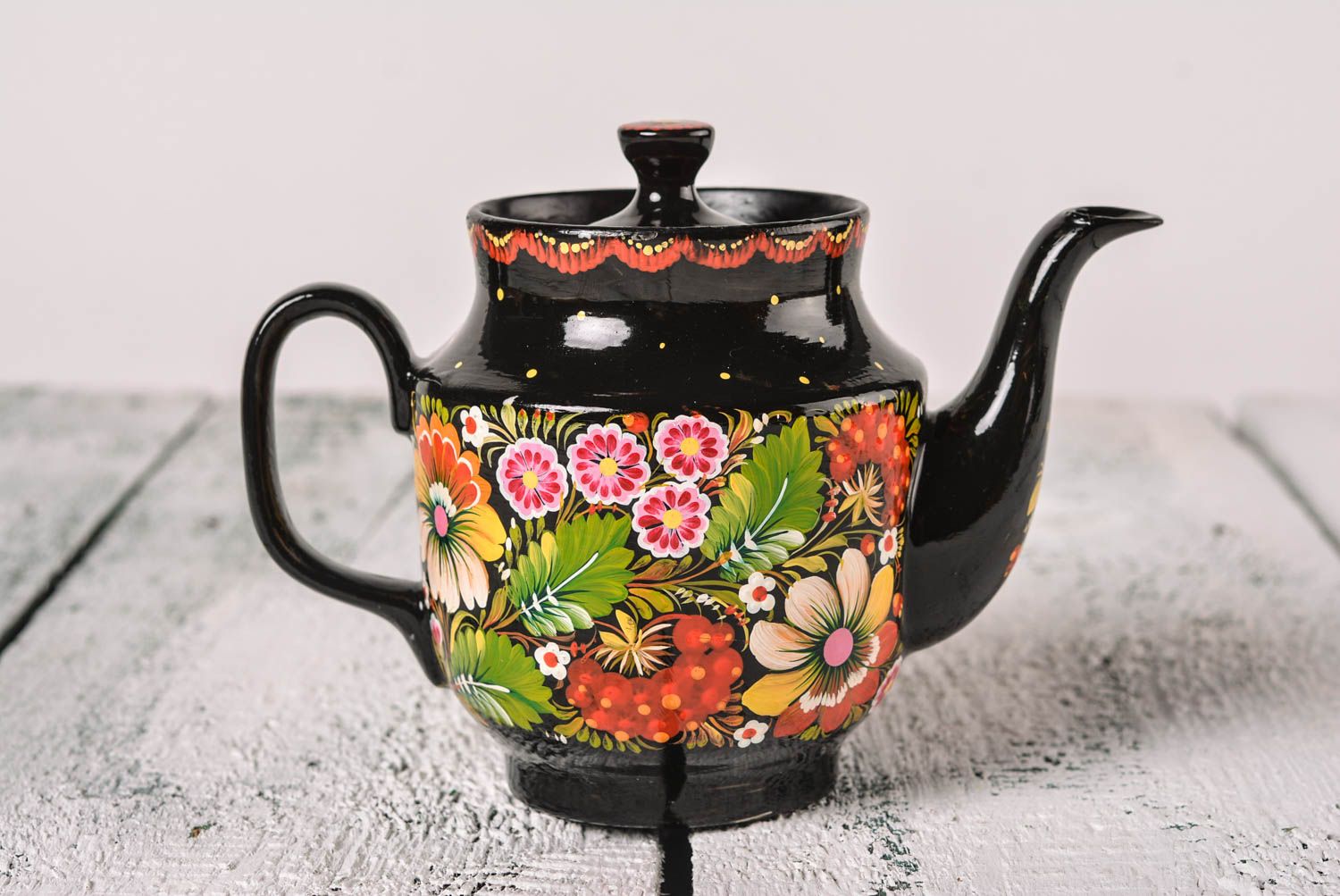Заварной чайник ручной работы керамический чайник заварник для чая с Петриковкой фото 1