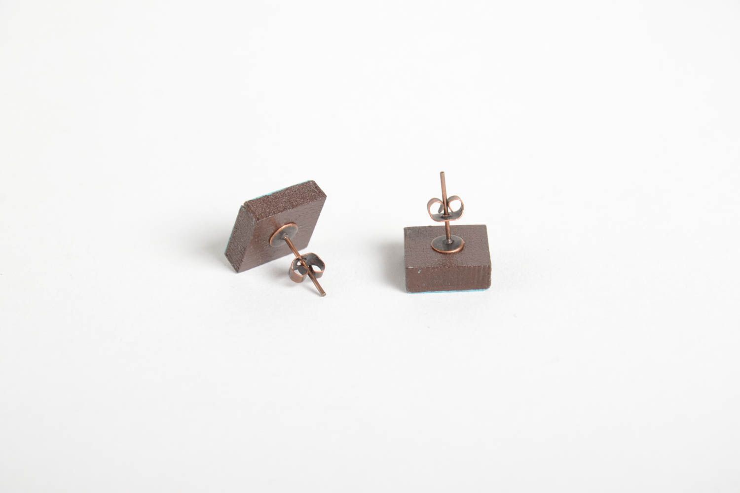 Handmade wooden stud earrings artisan jewelry fashion accessories for girls photo 3