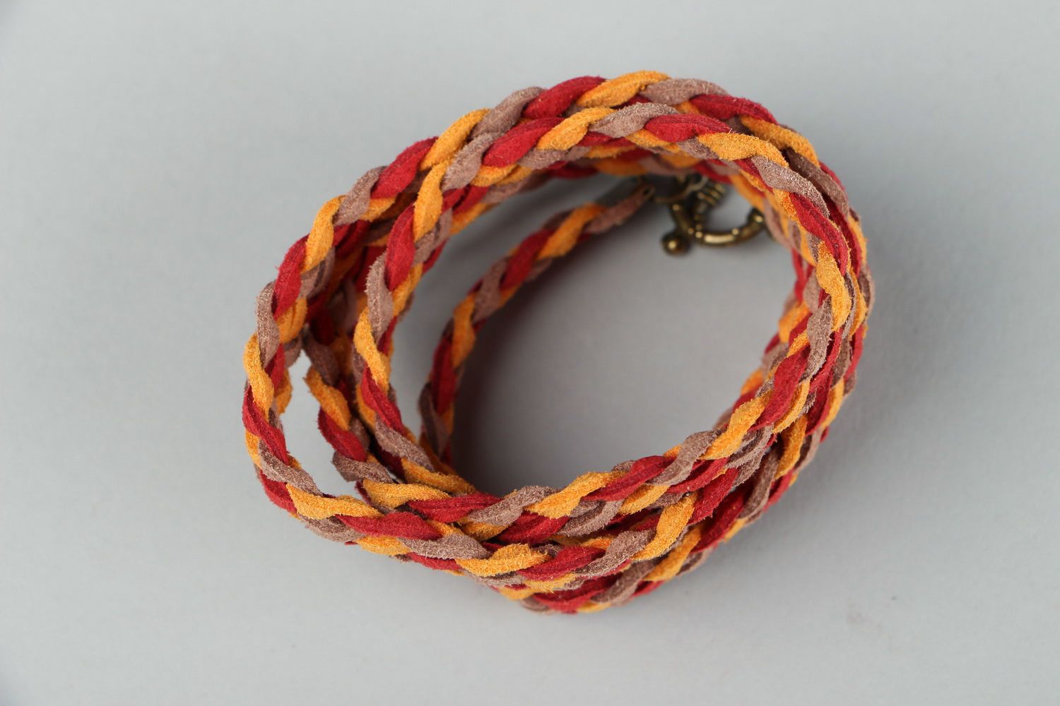 Suede bracelet of autumn shades in Up Helly Aa style photo 2