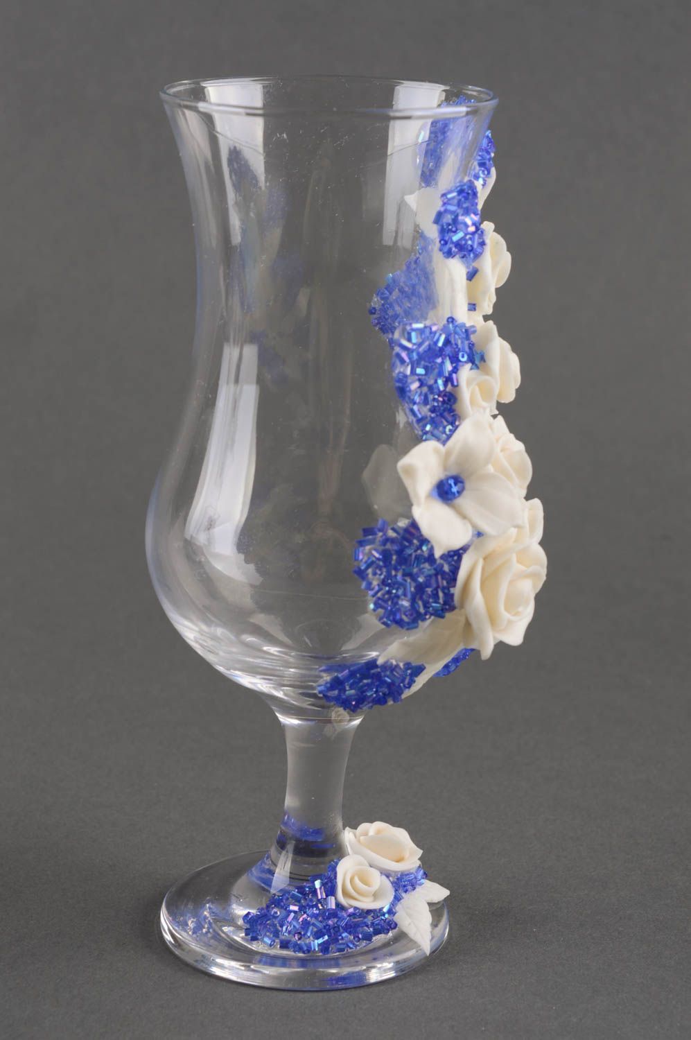 Свадебные бокалы изделия ручной работы авторские бокалы-вазы морозные розы фото 4