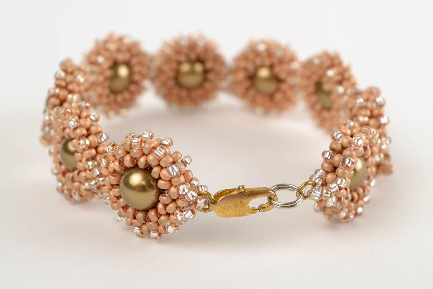 Unique seed beaded bijouterie bracelet handmade designer present for woman photo 5