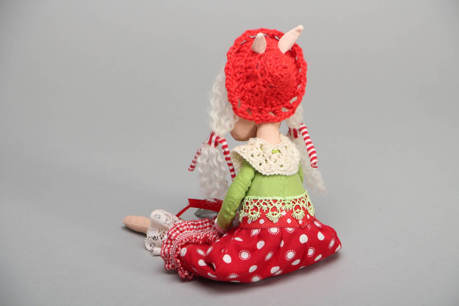 Poupée en coton Chèvre faite main pratique jouet original pour petit enfant photo 3