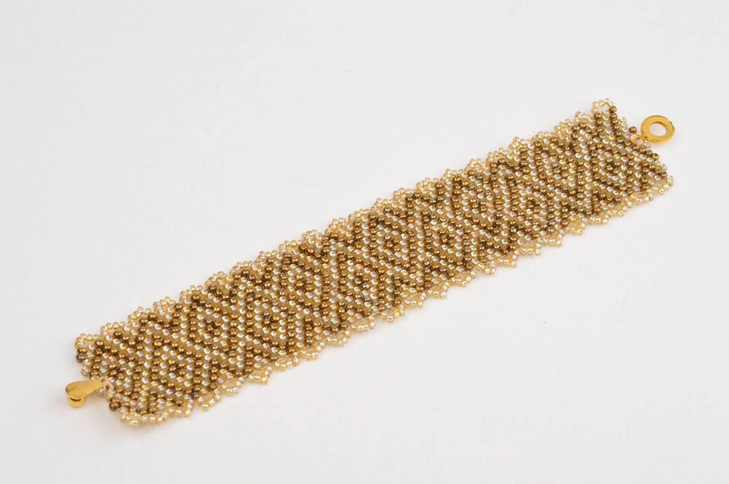 Модная бижутерия браслет ручной работы браслет из бисера золотой широкий фото 2