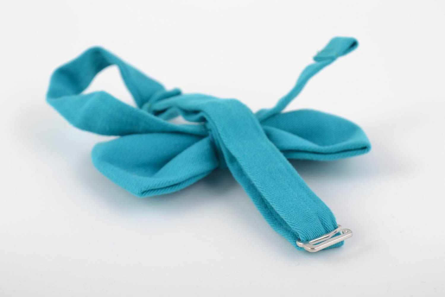 Текстильный галстук-бабочка ручной работы для мужчин и женщин бирюзовый фото 3