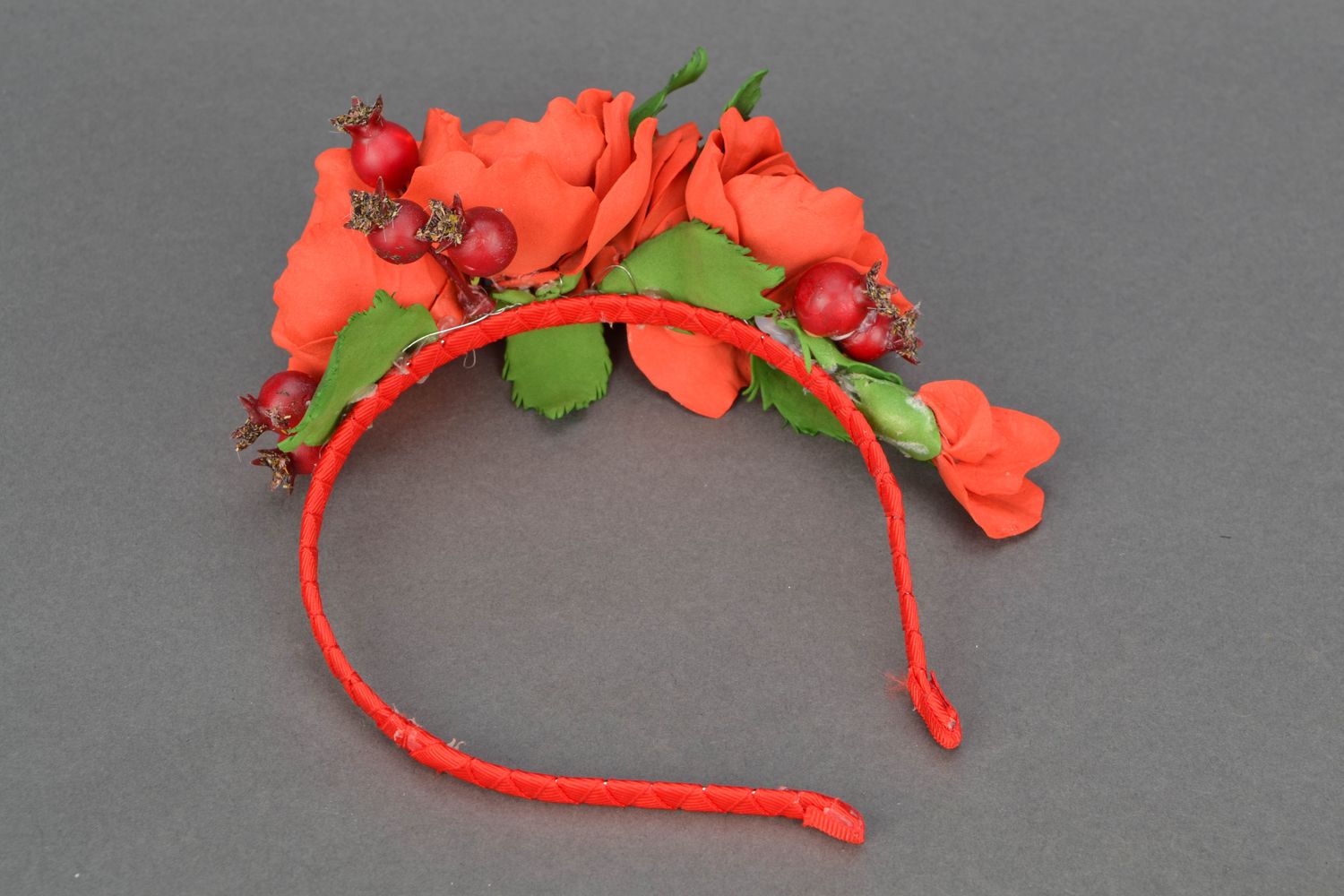 Flower headband with poppies photo 3