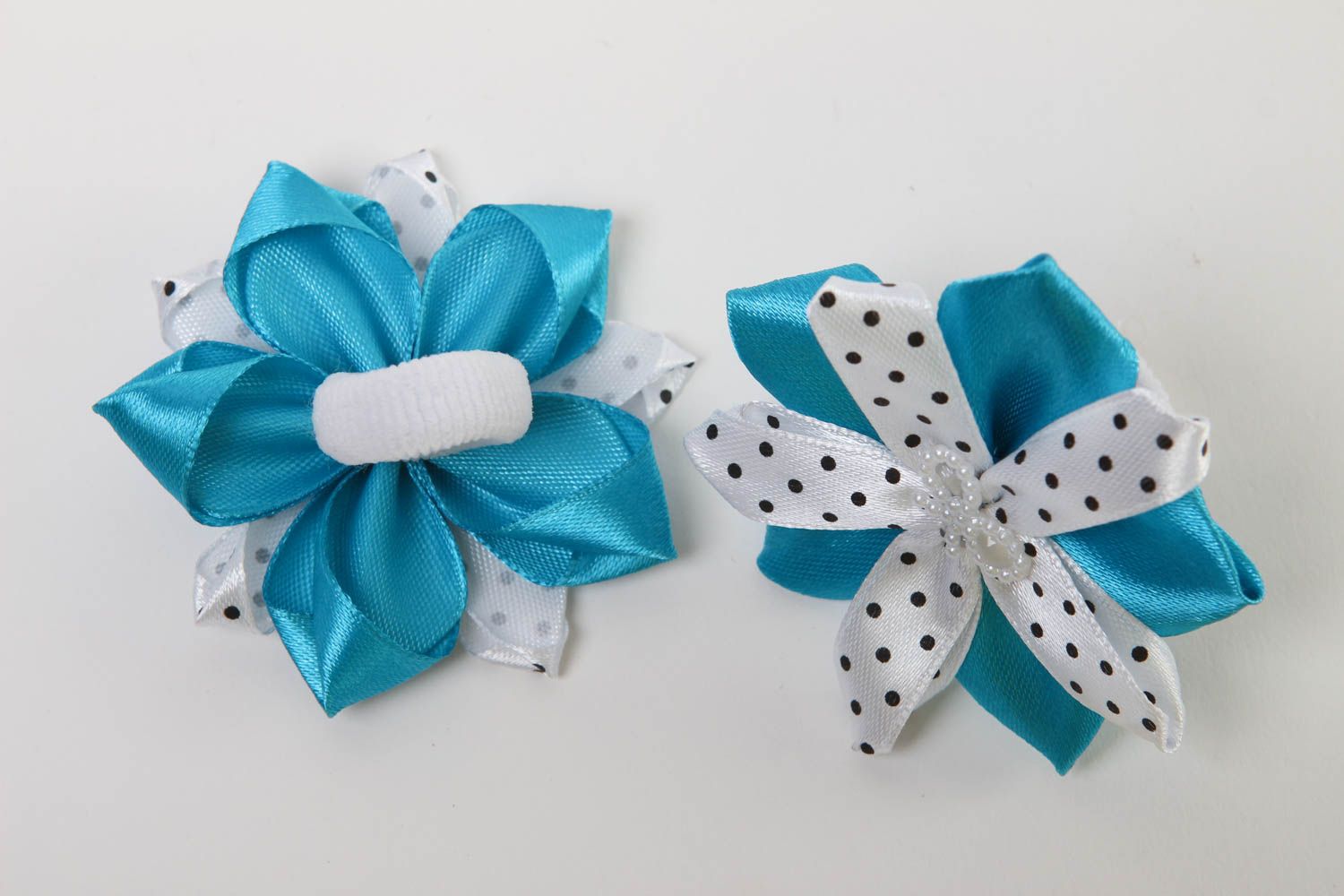 Handmade hair ties kids accessories kanzashi flowers gifts for baby girl photo 3