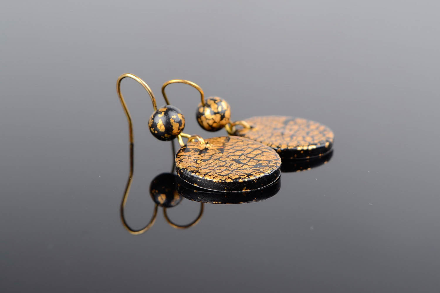 Earrings made of polymer clay with gilding photo 2