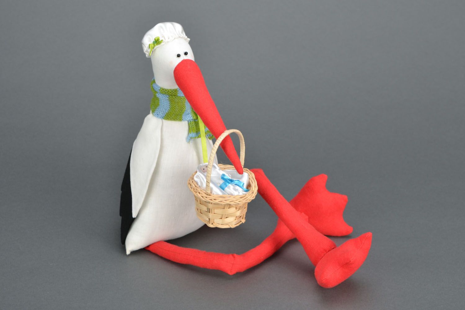 Fabric toy in the shape of stork photo 1